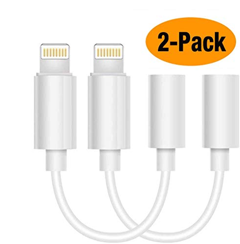 (2 Pack) 3.5mm Headphone Jack Adapter [Updated Version] ，Rapid and Convenient,Compatible with iPhone 11 Pro Max X/XS/Max/XR 7/8/8 Plus ＆Support Selfie Stick/Music Control – White