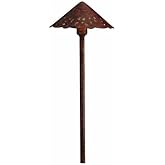 Kichler Cast Aluminum Path Light with Hammered Roof in Textured Tannery Bronze, 12V Landscape Fixture, 15471TZT