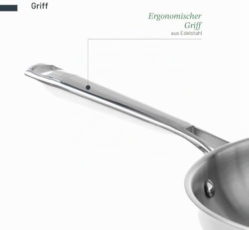 - 44420 - Cuisine Bratpfanne aus Edelstahl 18/10, ohne Antihaftbeschichtung, ergonomischer Griff, Vollinduktionsboden, geeignet für Induktion, Ofen und Spülmaschine, Ø 20 cm, Höhe 5 cm
