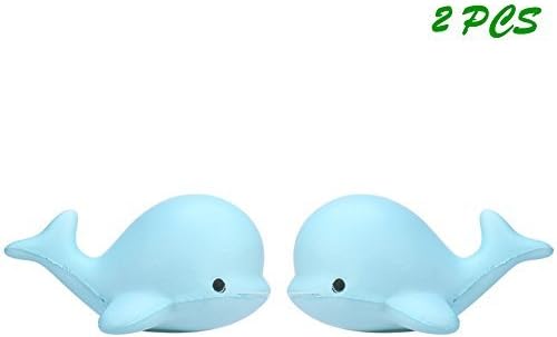 2PCS Squeeze Soft Whale Fish Kawaii Cartoon Squishy Soft Slow Rising Toy Phone Straps Fun Antistress Novelty Interesting Toys Gifts