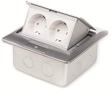 LEDmaxx 105625 2-Way Floor Installation Socket Raised Touch Protection IP20 Aluminium, 2000 W