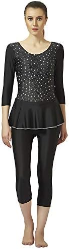 Champ Poly Spandex - Women Swim Wear - Frock [3/4th Sleeves- 3/4th Length] Upper Printed & Overlock on Frock - 0N