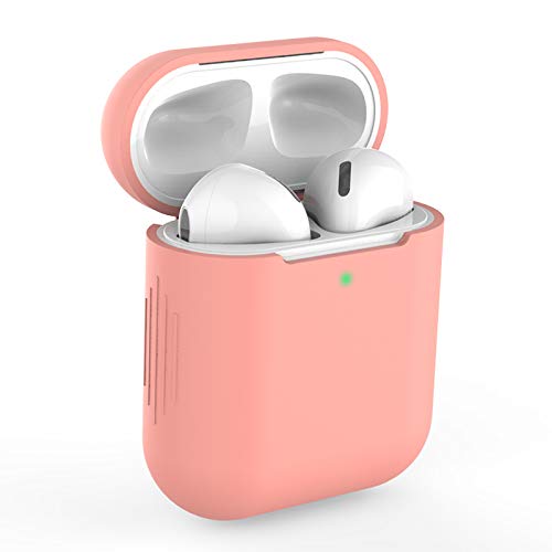 KOKOKA Case Cover Compatible with AirPods 2&1, Silicone Shockproof Case Cover for Airpods 2&1 Front LED Visible Support Wireless Charging, Coral Orange