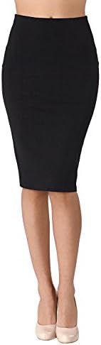 Trovani Pencil Skirt for Women's High Waist Stretch (Cotton)