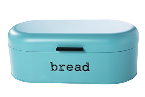 Large Bread Box / Bread Bin Storage Container With Lid - Metal Vintage Retro Design For Kitchen Countertop - for Loaves, Sliced Bread, Pastries, - Teal, 17 x 9 x 6 Inches