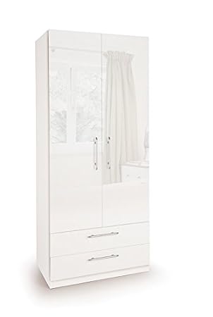Connect Angel 2 Door 2 Drawer Wardrobe White High Gloss Amazon