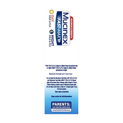 MUCINEX FAST-MAX LIQUID GELS FOR DAY/NIGHT COLD AND FLU, 24 COUNT