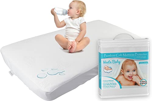 Vesta Baby Crib Mattress Pad Cover Protector Noiseless Waterproof Soft Jacquard Fitted Sheet for Infant and Toddler Standard Size Cribs 52
