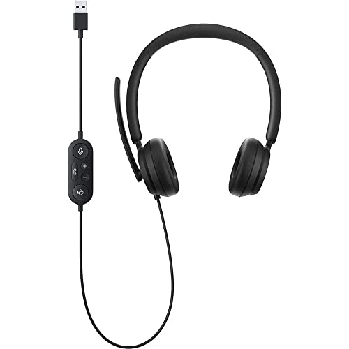 Microsoft Modern Wired Headset,On-Ear Stereo Headphones with Noise-Cancelling Microphone, USB-A Connectivity, In-Line Controls, PC/Mac/Laptop - Certified for Microsoft Teams