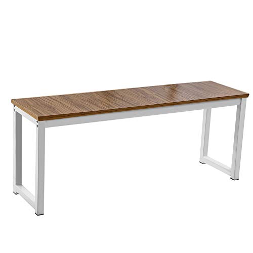 Dining Room Table Set, 3 Pieces Farmhouse Kitchen Table Set with Two Benches, Metal Frame and MDF Board, Modern Furniture for Home, Cafeteria, Apartment and Farm House (Brown)