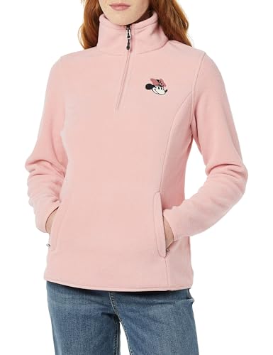 Amazon Essentials Disney | Marvel | Star Wars | Princess Damen Polar-Fleece-Mockjacken mit Viertelreißverschluss, Minnie Faces, XS
