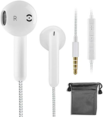 YCKJ Earphones,In-Ear Headphones with microphone and remote control for MP3, Samsung,Huawei, Tablets and More（White）