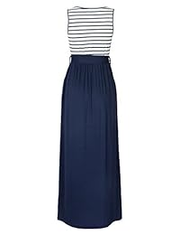 PALINDA Vestido largo de manga 3 4 con estampado floral a rayas para mujer con bolsillos