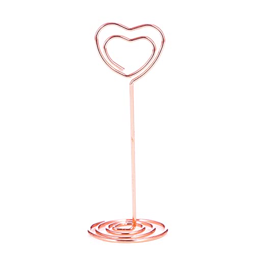 BuRuiJi 12pcs Table Number Holders,3.35 inch Place Card Holders,Table Number Stands,Table Card Holder, Photo Picture Holders for Centerpieces, Wedding, Party, Birthday (Rose Gold-Heart Shaped)