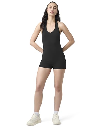florence by mills Women's Gym Later Collection Sporty Terry Halter Romper, Black, XX-Small at Amazon