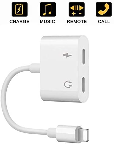 Headphone Adapter for iPhone X Adapter AUX Audio Jack Charge Adapter Car Charger [Audio+Charge+Call+Volume Control ] Dual Earphone Cable Converter Compatible for iPhone X/7 Plus /8/8P Support All iOS