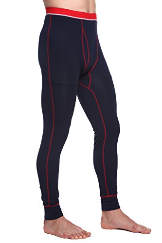 TONLEN Men's Mid-Weight Thermal Pants Cotton Long Johns Long Underwear Dark Blue L