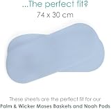 Clair de Lune 2 Pack Fitted Moses Basket Sheets Blue 74 x 30 cm view 2