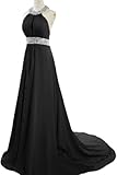 Emma Y Exquisite Round Neckline Evening Prom Dresses With Sequins- US Size 8-Black