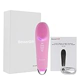 BesserGift Facial Cleansing Brush, Waterproof Electric Face Temperature-Sensitive Silica Gel Cleanser and Eye Massager, T-Sonic, Anti-age & Fatigue, Adjustable Vibrated Speed for women(Pink)