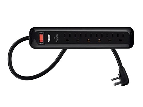 6 Outlet Surge Protector Power Strip with Low-Profile Plug with 4ft Cord, 1000 Joules, Black