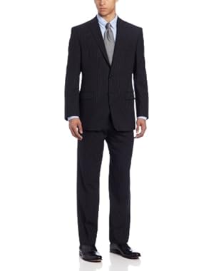Calvin Klein Men's Mini Black Pinstripe Slim-Fit Suit