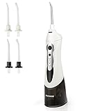 Pecham Water Flosser Professional Cordless Dental Oral Irrigator - 3-Mode Rechargeable IPX7 Waterproof High Capacity Water Tank with 4 Jet Tips