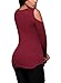 FARYSAYS Womens Long Sleeve Classic Strappy Ribbed Blouse Tops Burgandy