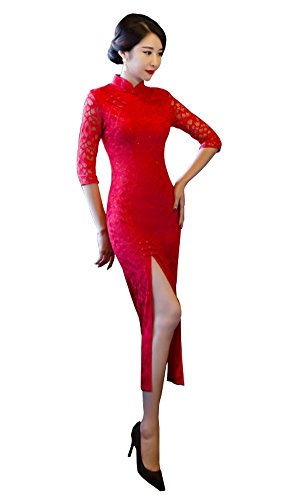 Angcoco Women's Lace Cheongsam Dress China Qipao