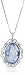 Amazon Collection Sterling Silver Genuine Blue Agate Cat Cameo Pendant Necklace, 18
