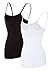 V FOR CITY Shelf Bra Camisoles for Women Undershirts with Built in Bra Tank Tops Cami Black White XL