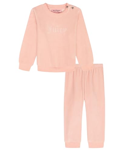 Juicy Couture Baby Girls' 2-Piece Velour Set, Crewneck with Joggers, Peach Bud,…