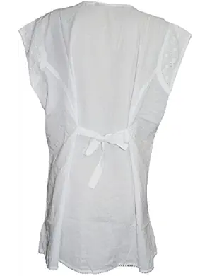 Womens Top Blouse White Paisley Hand Embroidered Spring Designer Chic Tunic