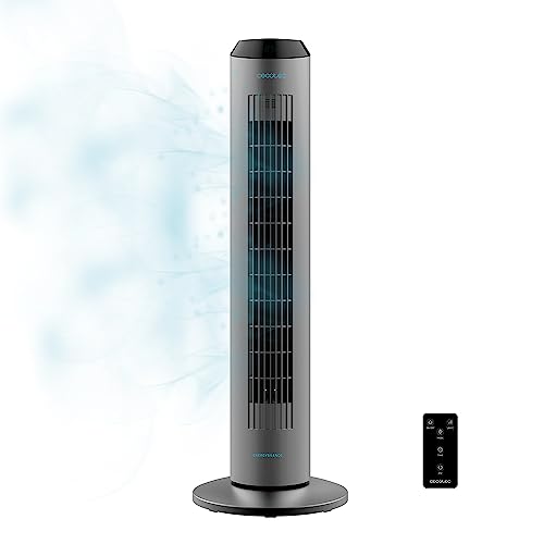 Ventilador de Torre Digital con Mando a Distancia y Temporizador EnergySilence 8190 Skyline Ionic. 60 W, 33'' (84cm) de Altura, Oscilante, Ionizador, Motor de Cobre, 3 Velocidades, Gris
