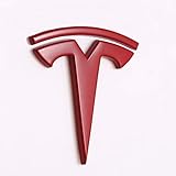 TK-KLZ 3D Metal Car Side Fender Rear Trunk Emblem Sticker Badge Decals for Tesla Roadster Model S Model X Model 3 TESLASUV Decorative Accessories (Red)