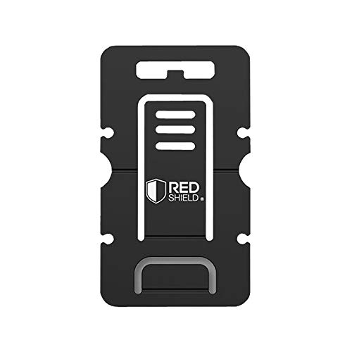 RED SHIELD Universal & Portable Phone Stand. Flexible, Foldable Credit Card Size. Perfect for Viewing Movies & Videos on Your Smartphone in Landscape. Works as Earphone, Earbud Cord Wrap Organizer.