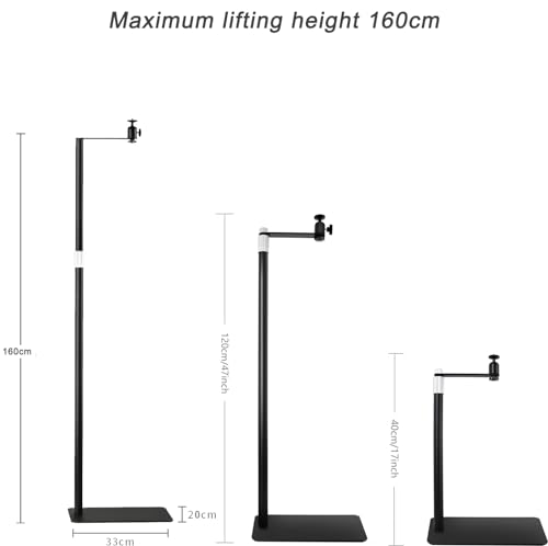 Hcosmy Universal Projector Floor Stand, Black Iron, 160cm Height, 360° Rotatable, Compatible with Most Mini Video Projectors for Home Office