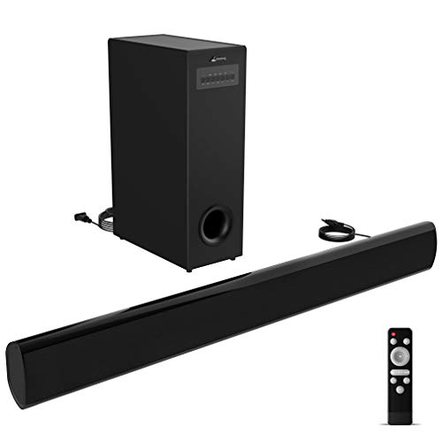 Soundbar with Subwoofer meidong TV Sound Bar with Sub Wired and Wireless Bluetooth Audio Home Theater System for TVs (2.1 Channel, 70W, 37 Inch, Wall Mountable, Remote Control, Model KY 2022 SUB)