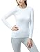 TSLA Women's Thermal Long Sleeve Tops, Mock Turtle & Crew Neck Shirts, Fleece Lined Compression Base Layer, Round Neck Wintergear White, Small