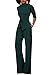KISSMODA Women's Jumpsuit Formal Celebrity Style Lapel Long Length Pants Jumpsuits Green Medium