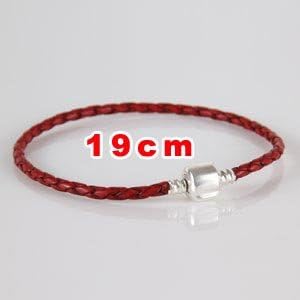 Hoobeads Jewelry Red Leather Champagne Bracelet 925 Sterling Silver Barrel Clasp Bracelet (7.5 inches)