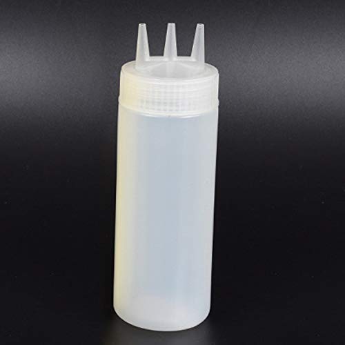 Gosear 4PCS 12OZ/340ml 3-Hole Plastic Squeeze Condiment Bottles for Sauce Oil Vinegar Ketchup Mustard Salad Dressing Kitchen Accessorie