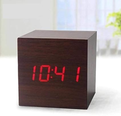 Lutyens Cube Shape Wooden Digital Table Clock (Clock+Alarm+Temperature+Date) (SSN-4001)