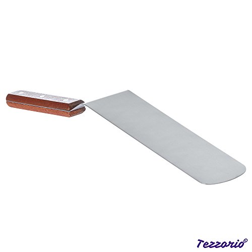 Tezzorio Turner Spatula with Wooden Handle for Griddle Grill, 8 x 3