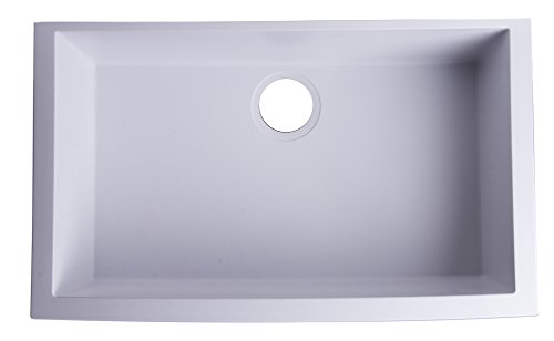 ALFI brand AB3020UM-W Undercount Single Bowl Granite Composite Kitchen Sink, 30