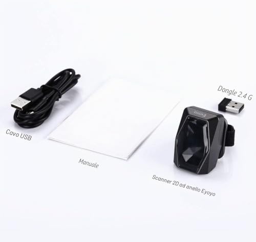Eyoyo Wearable Finger Ring Barcode Scanner, 3 in 1 Mini USB Wired & 2.4G Wireless & Bluetooth Scanner, Image 1D QR Bar Code Reader PDF417 Data Matrix Screen Scan Compatible with Smartphone PC