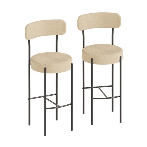 MUBSON Juego de 2 Bancos para Barra de Cocina. Par de Taburetes de Cocina o Bar T﻿apizados. Set de 2 Sillas Altas Altura de 1 Metro con Respaldo Luma. Bar Chairs