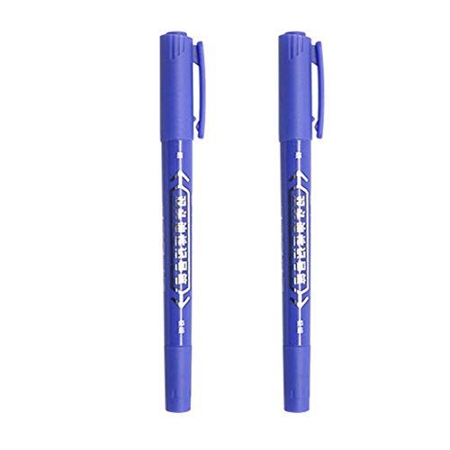 Hot Tuscom 2 Pcs Dual Tip Marker Pens, Assorted Color, Metallic Permanent Marker Double Ended Markers Chisel Point and Fine Point Tips Art Markers Scribe Pen for Painting,Coloring,Doodling (Blue)
