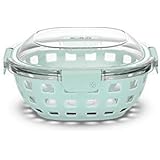 Ello DuraGlass Food Storage Glass Lunch Bowl - Meal Prep Container with Silicone Sleeve and Airtight Lid, 5 Cup, Yucca