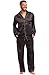 Alexander Del Rossa Mens Satin Pajamas Set, Satin Pajamas for Men, Silk PJs with Matching Sleep Mask Black with Gold Piping Large (A0752BLKLG)